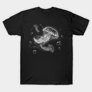 Jellyfish White Lineart T-Shirt